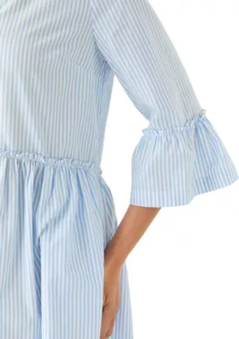 Women's 3/4 Sleeve Flounce Tiered Shift Dress