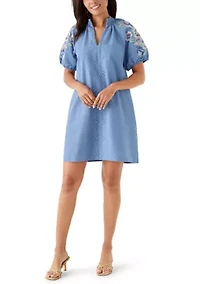 Women's Short Sleeve Textured Mini Dress
