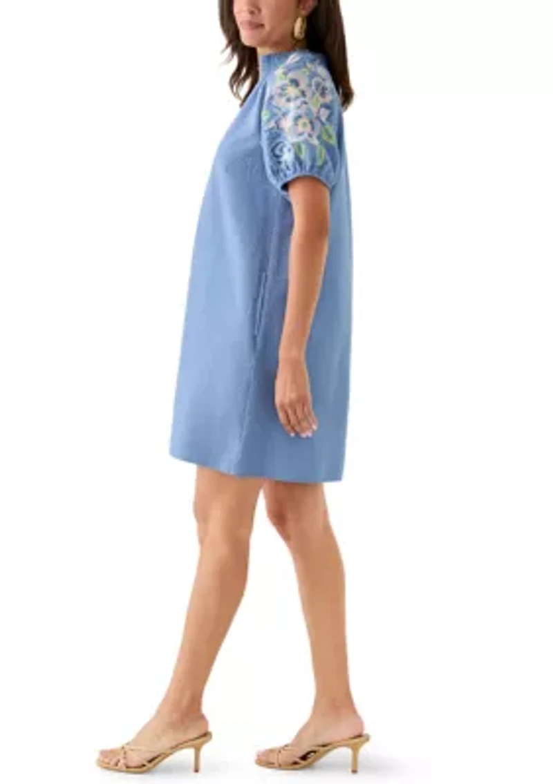 Women's Short Sleeve Textured Mini Dress