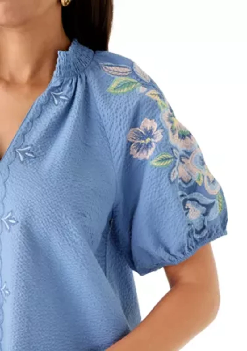 Women's Short Sleeve Textured Mini Dress