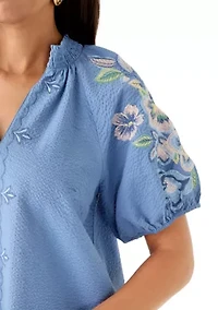 Women's Short Sleeve Textured Mini Dress