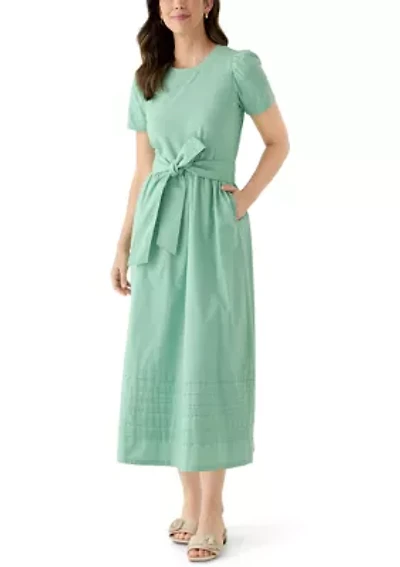 Women's Short Sleeve Pintuck Knit Dress