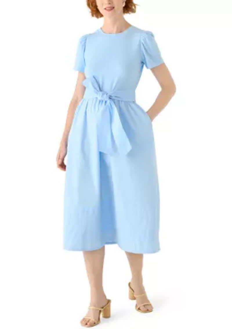 Women's Short Sleeve Pintuck Knit Dress