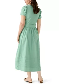 Women's Short Sleeve Pintuck Knit Dress