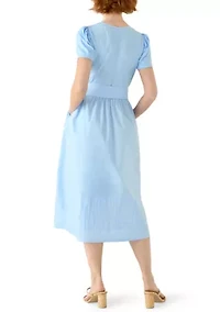 Women's Short Sleeve Pintuck Knit Dress