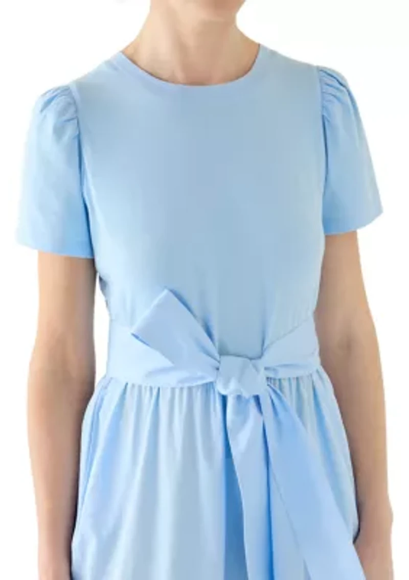 Women's Short Sleeve Pintuck Knit Dress