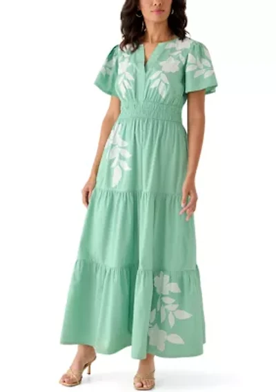 Women's Short Sleeve Waisted Maxi Dress