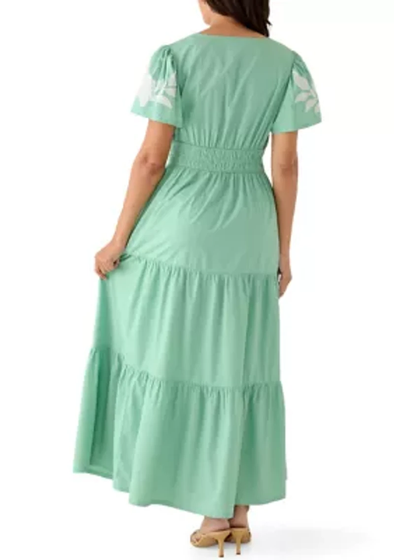 Women's Short Sleeve Waisted Maxi Dress