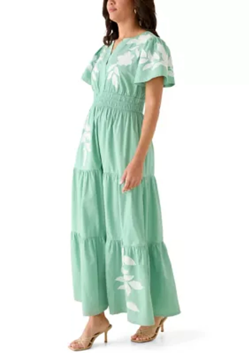 Women's Short Sleeve Waisted Maxi Dress