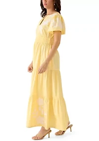 Women's Short Sleeve Waisted Maxi Dress