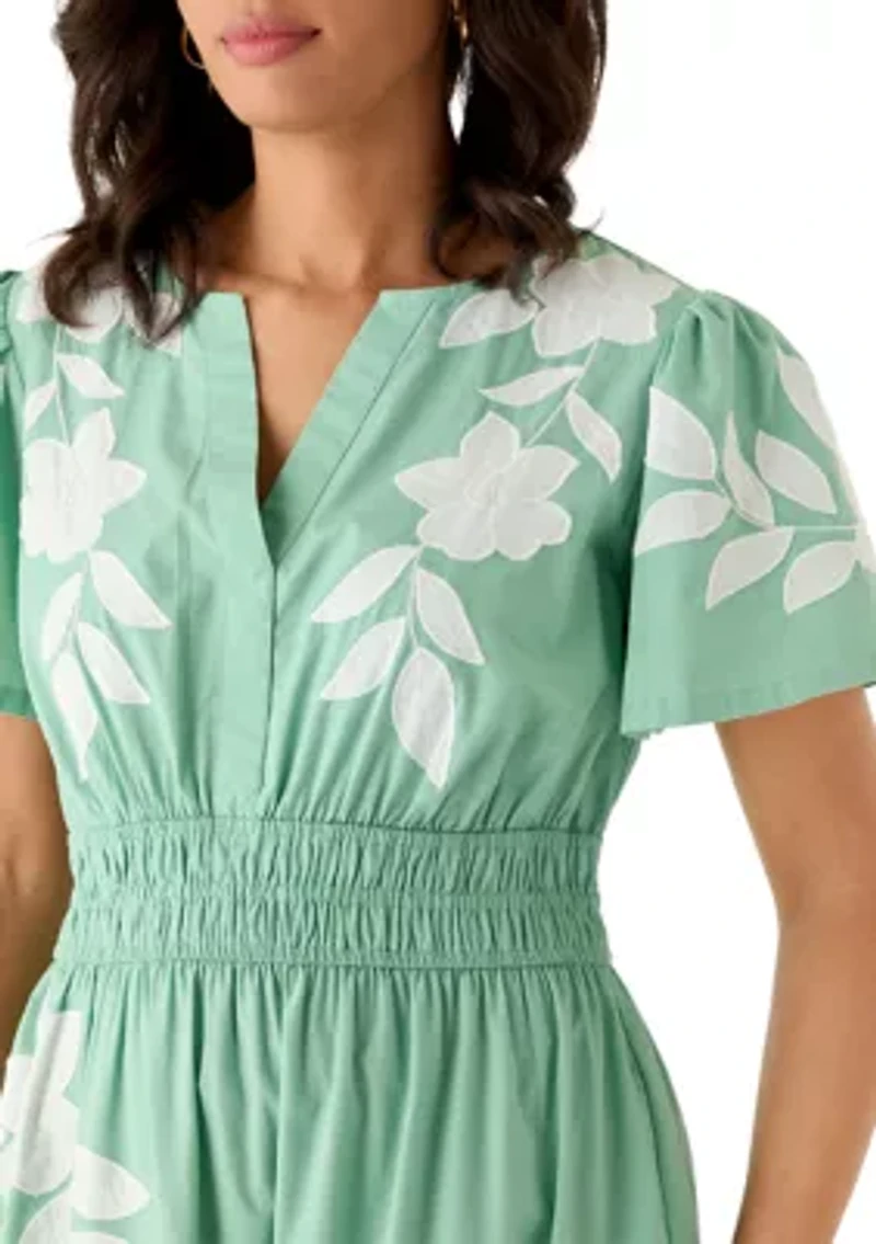 Women's Short Sleeve Waisted Maxi Dress