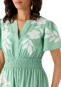 Women's Short Sleeve Waisted Maxi Dress