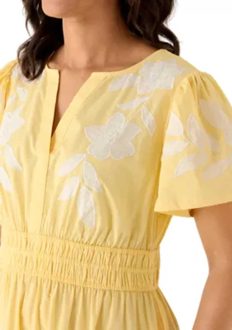 Women's Short Sleeve Waisted Maxi Dress