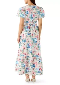 Women's Short Sleeve Waisted Midi Dress