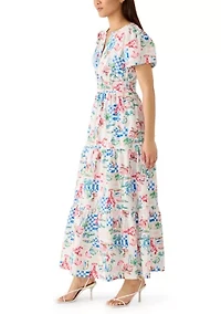 Women's Short Sleeve Waisted Midi Dress