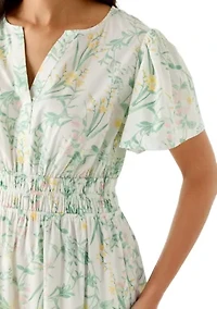 Women's Short Sleeve Waisted Midi Dress