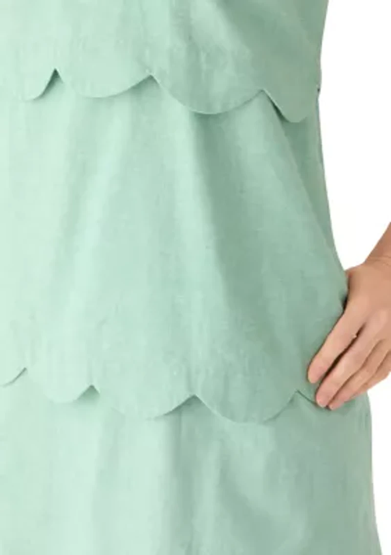 Women's Sleeveless Scallop Tier Dress