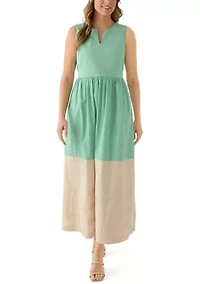 Women's Sleeveless Pleated Hem Midi Dress