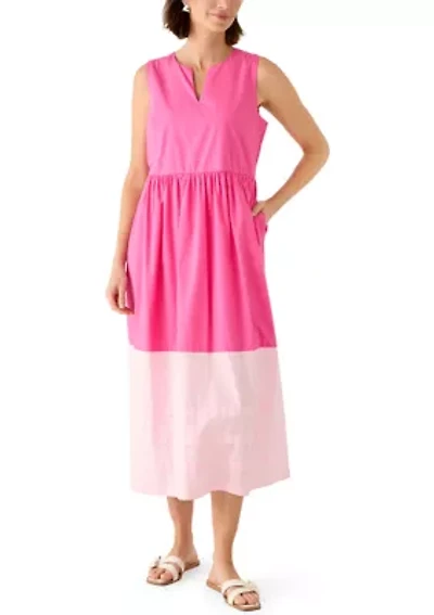 Women's Sleeveless Pleated Hem Midi Dress