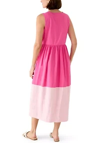 Women's Sleeveless Pleated Hem Midi Dress