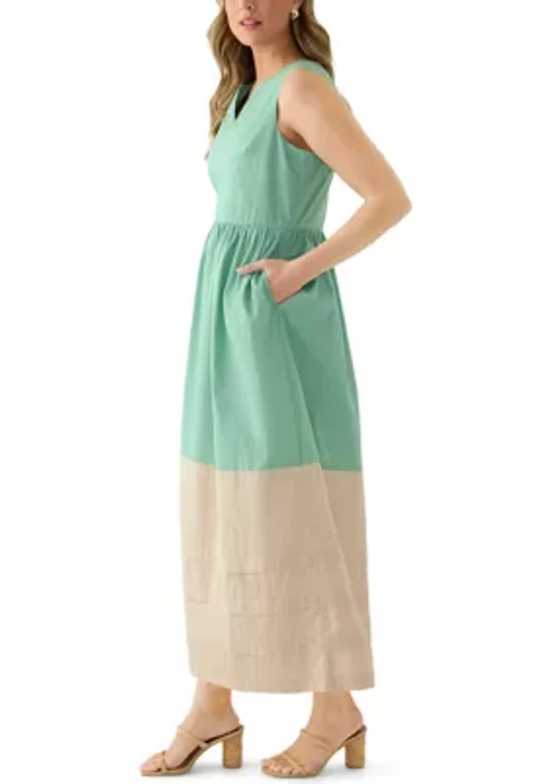 Women's Sleeveless Pleated Hem Midi Dress