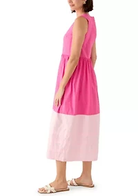 Women's Sleeveless Pleated Hem Midi Dress