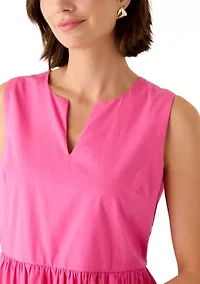 Women's Sleeveless Pleated Hem Midi Dress