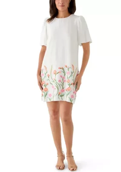 Women's Short Sleeve 3D Floral Dress