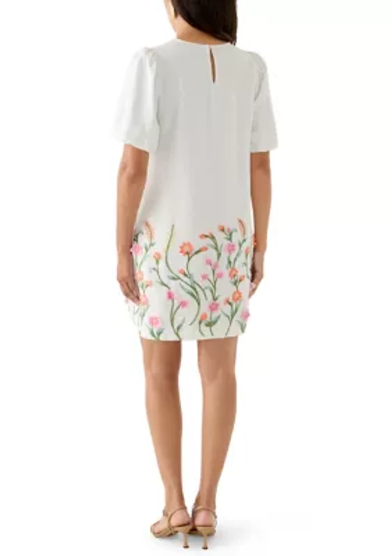 Women's Short Sleeve 3D Floral Dress