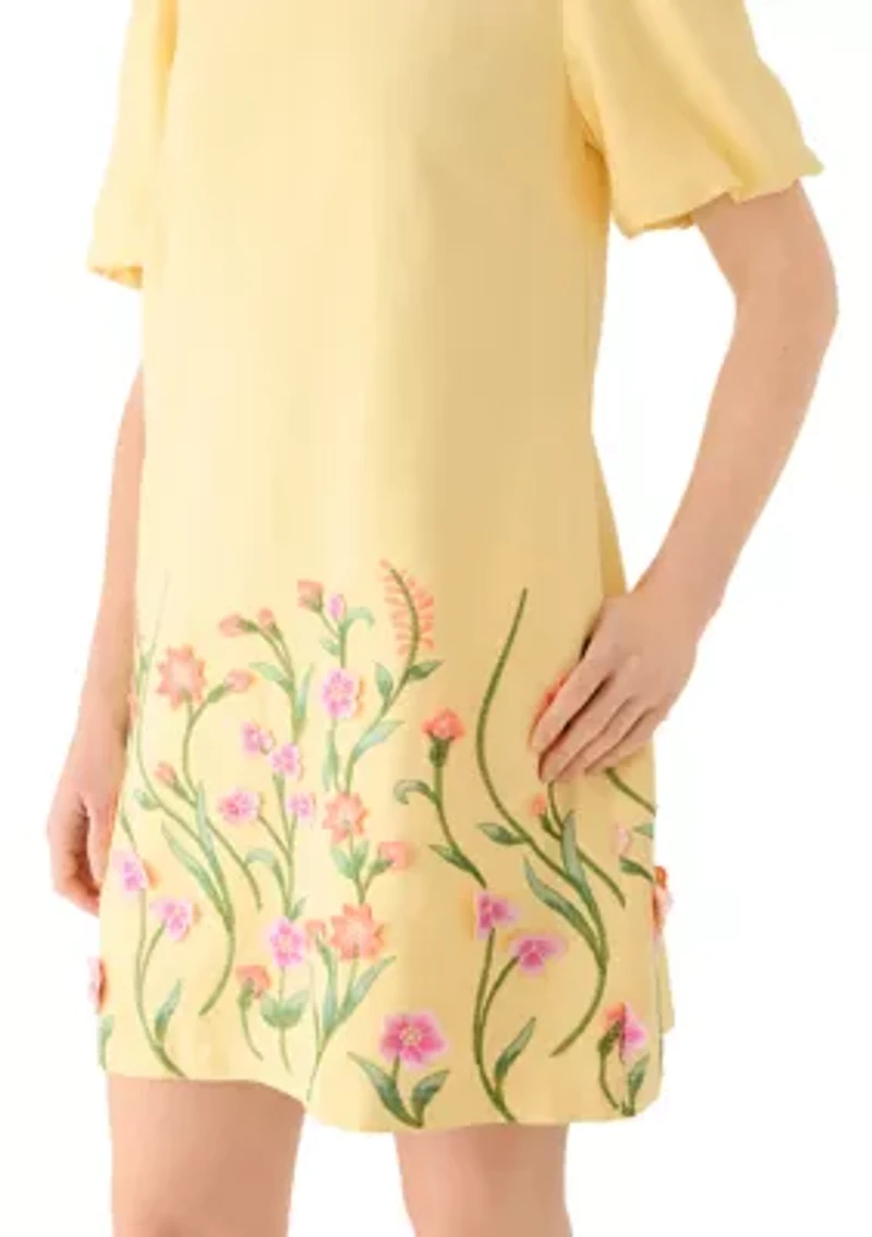 Women's Short Sleeve 3D Floral Dress
