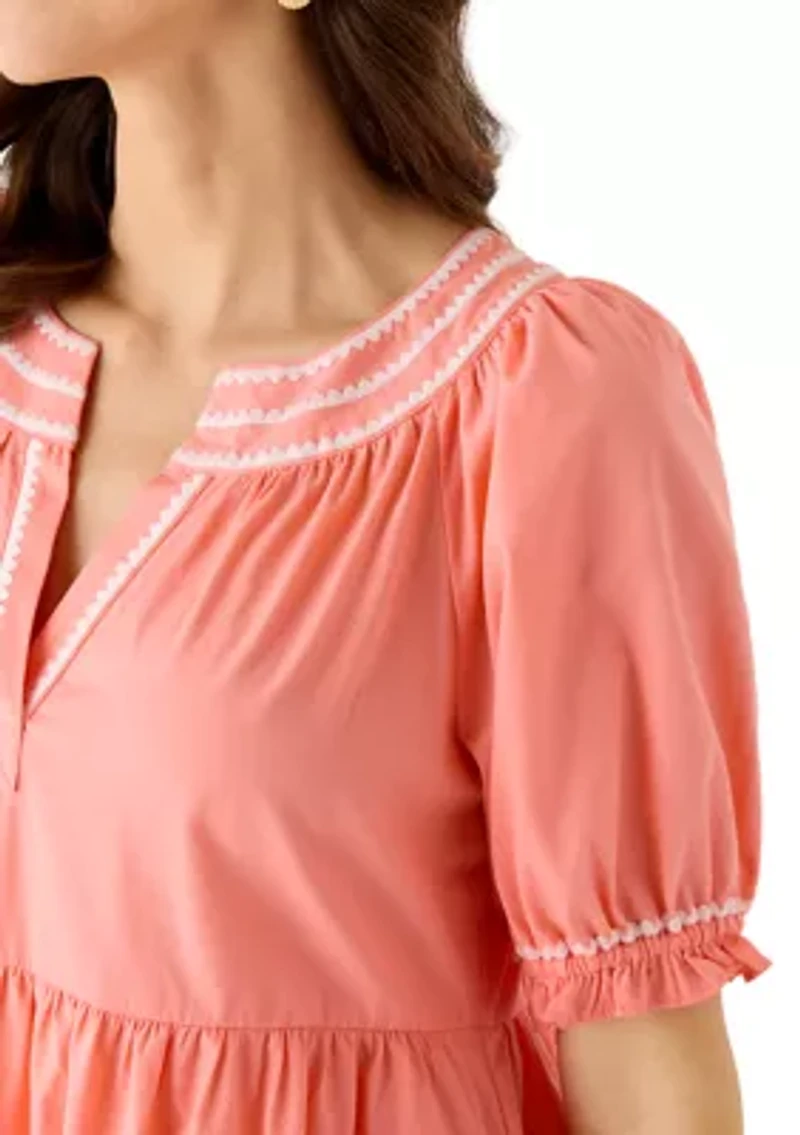 Women's Short Sleeve Peasant Dress