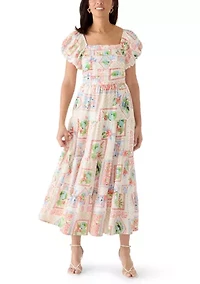 Women's Short Sleeve Tiered Midi Dress