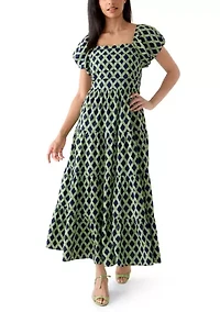 Women's Short Sleeve Tiered Midi Dress
