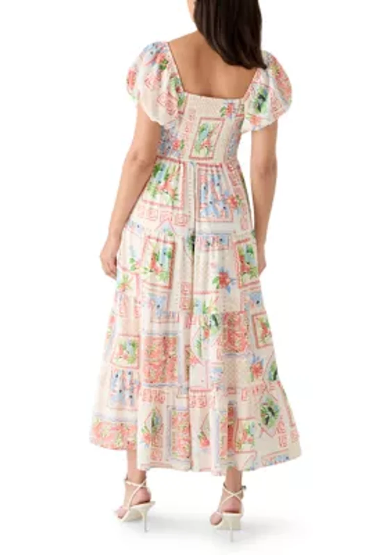 Women's Short Sleeve Tiered Midi Dress