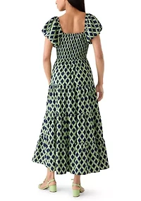 Women's Short Sleeve Tiered Midi Dress