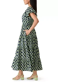 Women's Short Sleeve Tiered Midi Dress