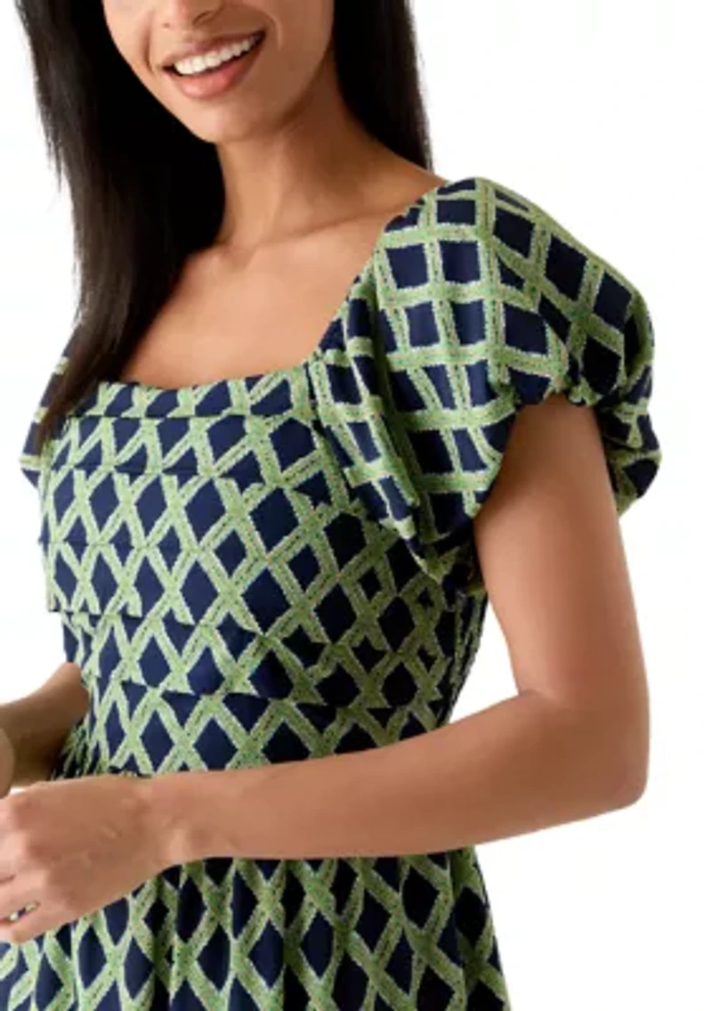 Women's Short Sleeve Tiered Midi Dress