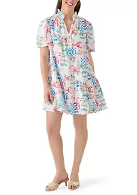 Women's Short Sleeve Print Mini Dress