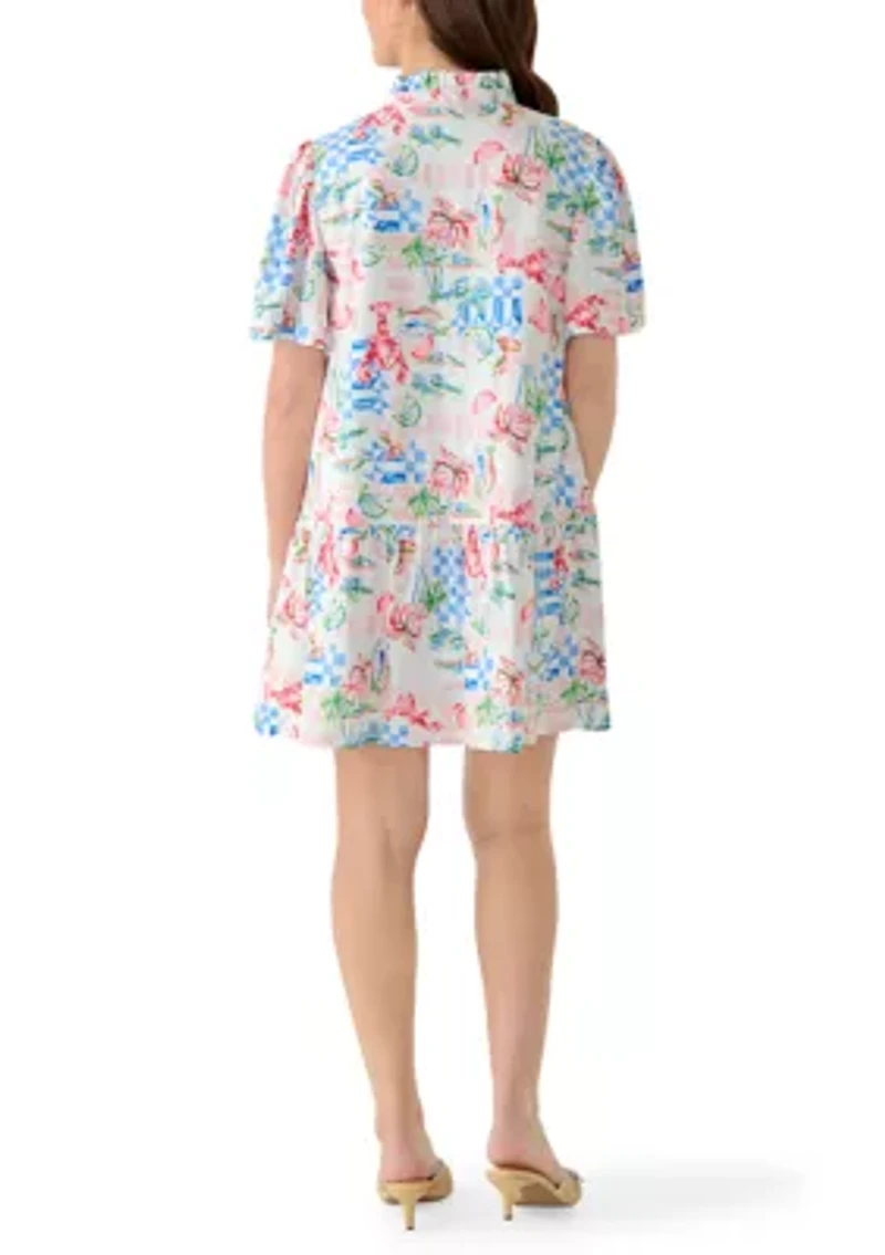 Women's Short Sleeve Print Mini Dress
