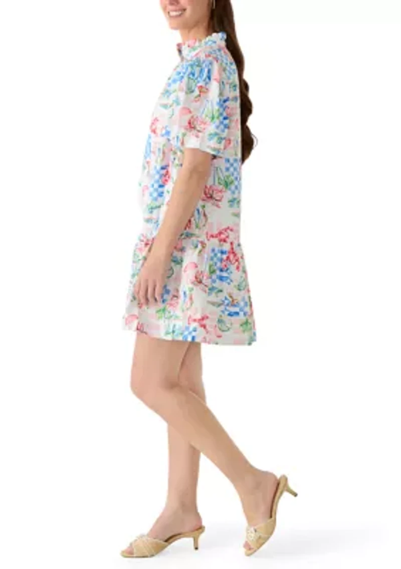 Women's Short Sleeve Print Mini Dress