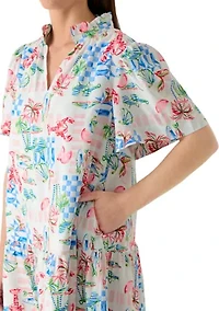 Women's Short Sleeve Print Mini Dress
