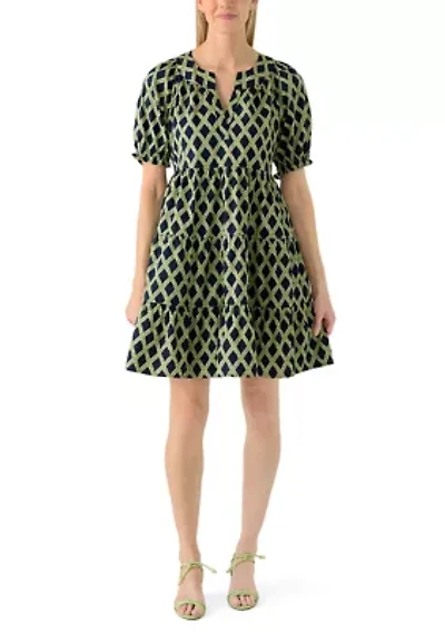 Women's Short Sleeve Print Peasant Dress