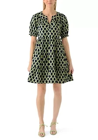 Women's Short Sleeve Print Peasant Dress