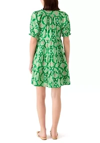 Women's Short Sleeve Print Peasant Dress