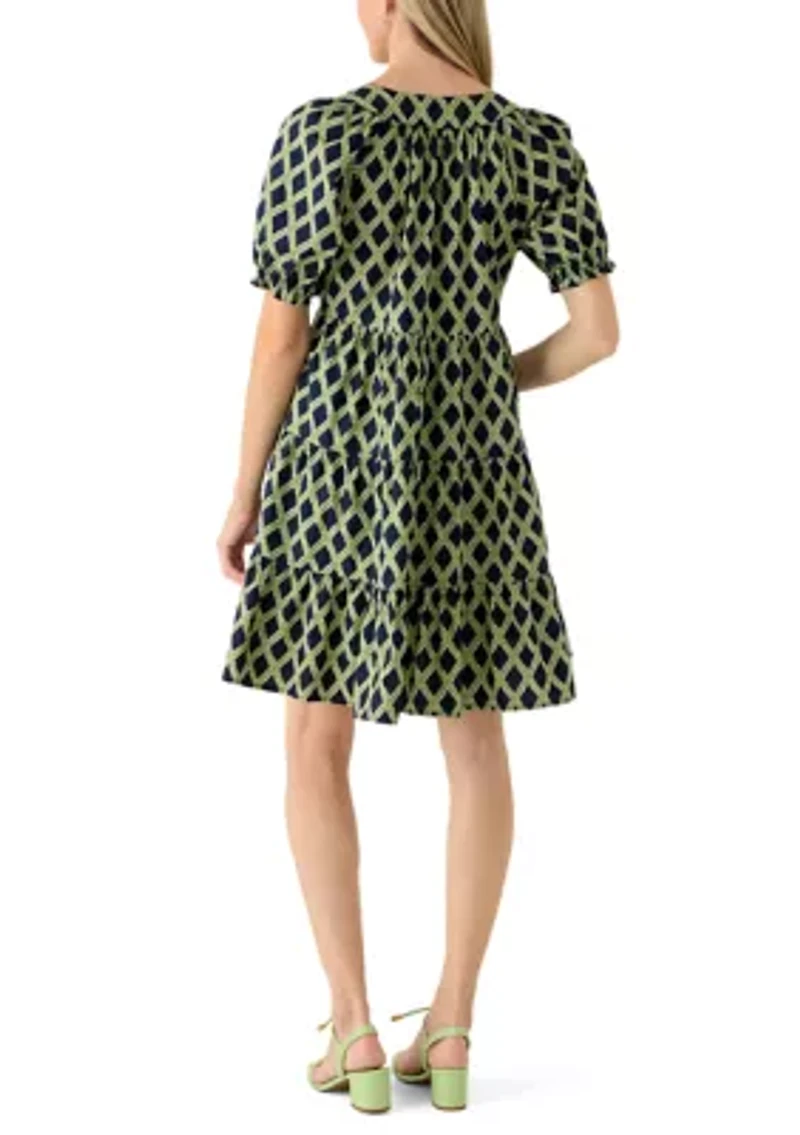 Women's Short Sleeve Print Peasant Dress