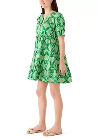 Women's Short Sleeve Print Peasant Dress