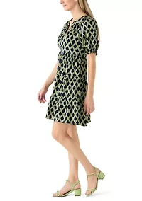 Women's Short Sleeve Print Peasant Dress