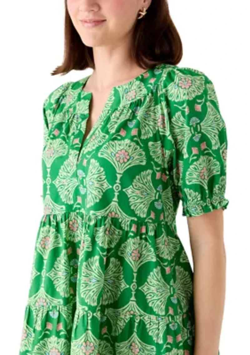 Women's Short Sleeve Print Peasant Dress