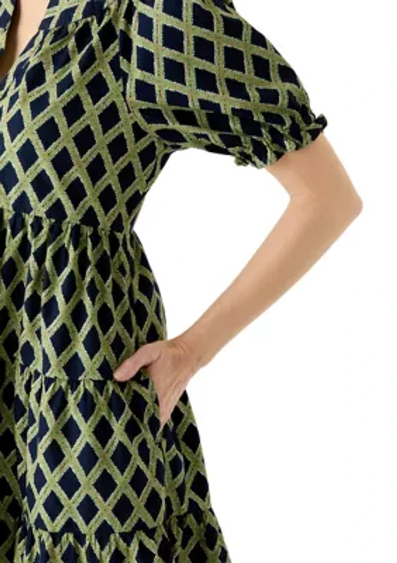 Women's Short Sleeve Print Peasant Dress