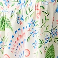 Women's Short Sleeve Printed Peasant Dress